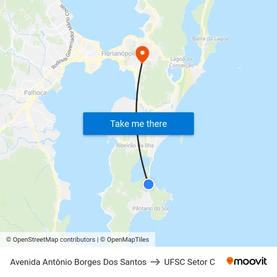 Avenida Antônio Borges Dos Santos to UFSC Setor C map