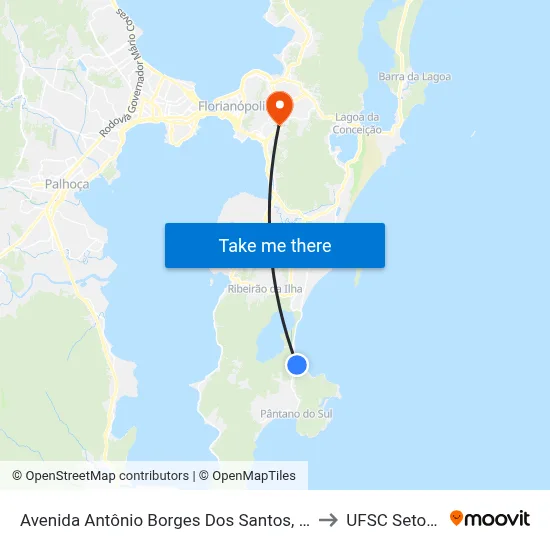 Avenida Antônio Borges Dos Santos, 352 to UFSC Setor C map