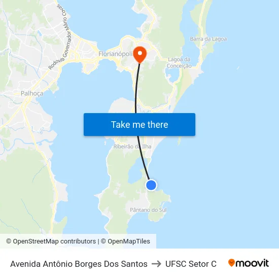Avenida Antônio Borges Dos Santos to UFSC Setor C map