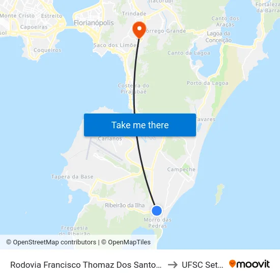 Rodovia Francisco Thomaz Dos Santos - Sc-406 to UFSC Setor C map