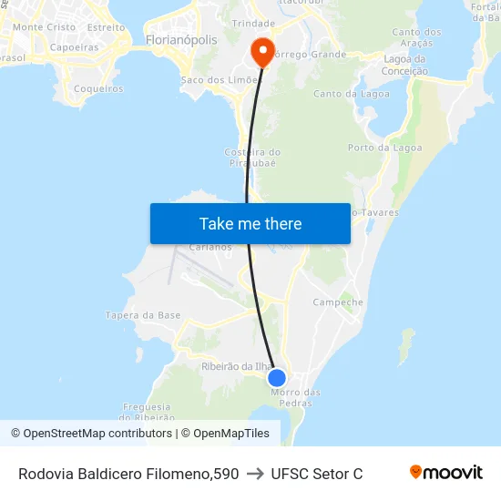 Rodovia Baldicero Filomeno,590 to UFSC Setor C map