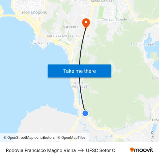 Rodovia Francisco Magno Vieira to UFSC Setor C map