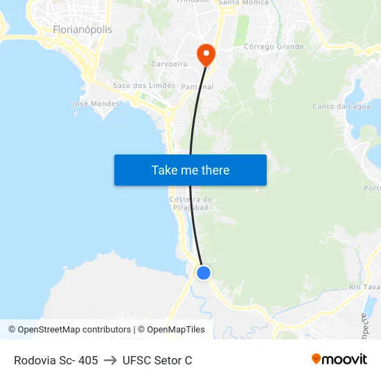 Rodovia Francisco Magno Vieira,400 to UFSC Setor C map