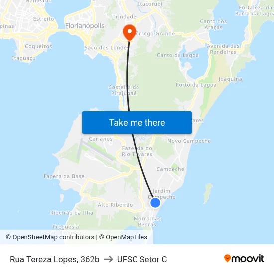 Rua Tereza Lopes, 362b to UFSC Setor C map