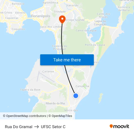 Rua Do Gramal to UFSC Setor C map