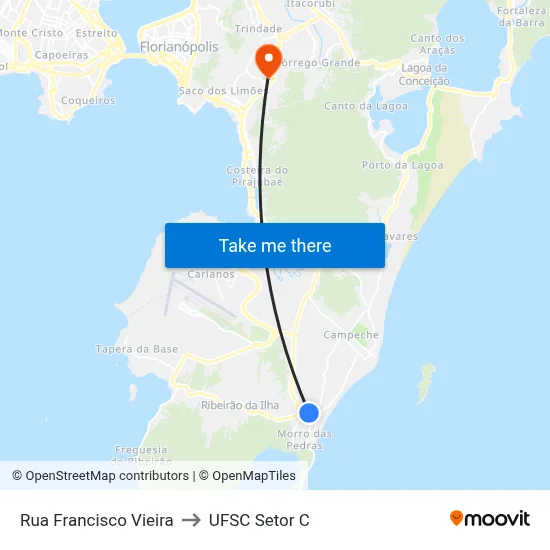 Rua Francisco Vieira to UFSC Setor C map