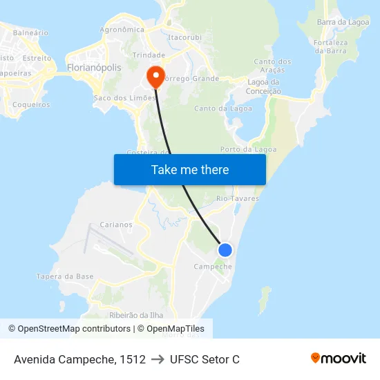 Avenida Campeche, 1512 to UFSC Setor C map