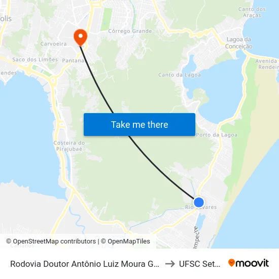 Rodovia Doutor Antônio Luiz Moura Gonzaga to UFSC Setor C map