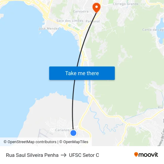 Rua Saul Oliveira to UFSC Setor C map