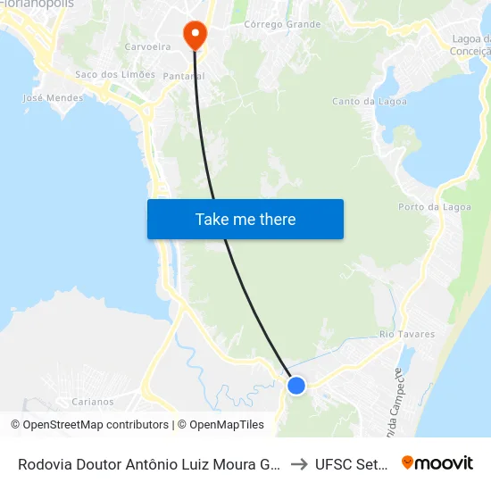 Rodovia Doutor Antônio Luiz Moura Gonzaga to UFSC Setor C map