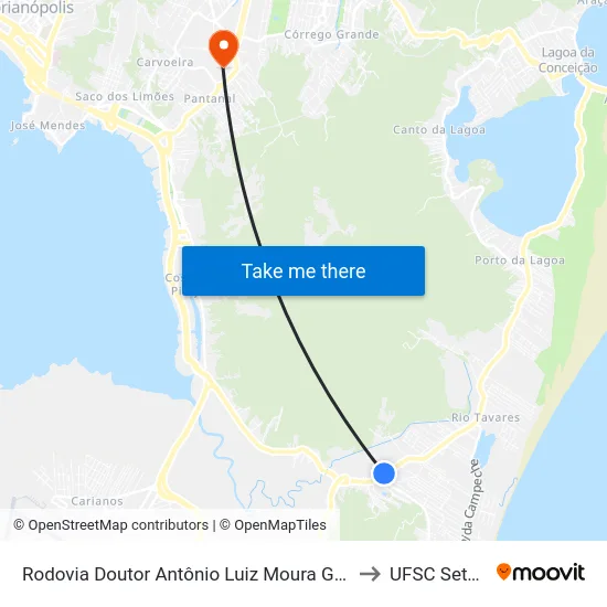 Rodovia Doutor Antônio Luiz Moura Gonzaga to UFSC Setor C map