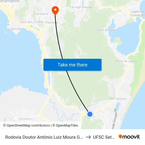 Rodovia Doutor Antônio Luiz Moura Gonzaga to UFSC Setor C map