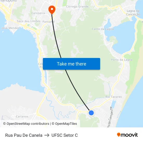 Rua Pau De Canela to UFSC Setor C map