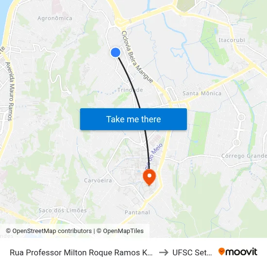 Rua Professor Milton Roque Ramos Krieger 25 to UFSC Setor C map