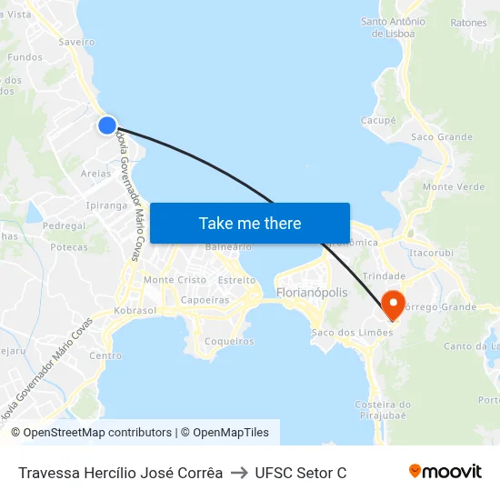 Travessa Hercílio José Corrêa to UFSC Setor C map