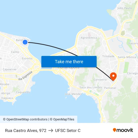 Rua Castro Alves, 972 to UFSC Setor C map