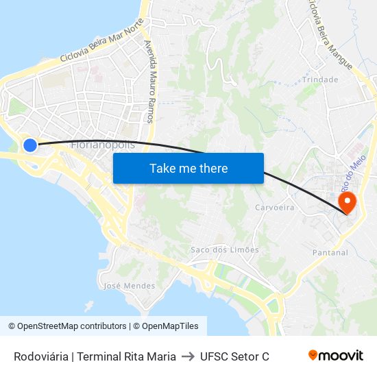 Rodoviária | Terminal Rita Maria to UFSC Setor C map