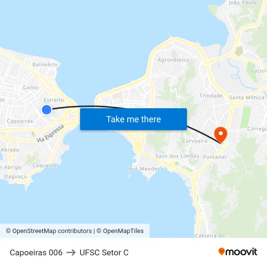 Capoeiras 006 to UFSC Setor C map