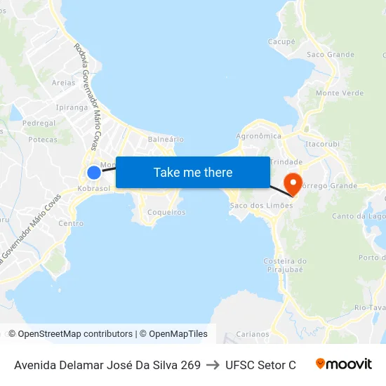 Avenida Delamar José Da Silva 269 to UFSC Setor C map
