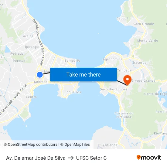 Av. Delamar José Da Silva to UFSC Setor C map