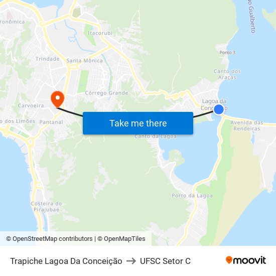 Trapiche Lagoa Da Conceição to UFSC Setor C map