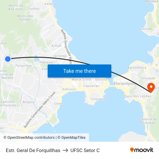 Estr. Geral De Forquillhas to UFSC Setor C map