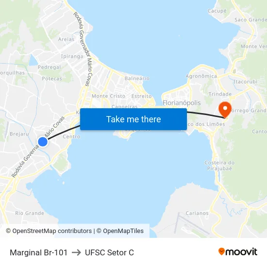 Marginal Br-101 to UFSC Setor C map