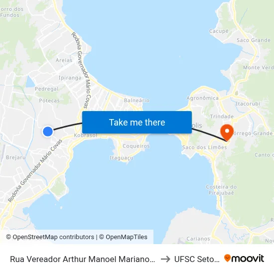 Rua Vereador Arthur Manoel Mariano 1175 to UFSC Setor C map