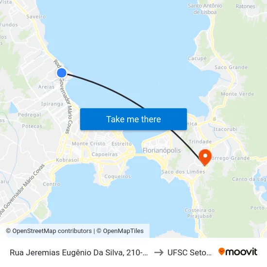 Rua Jeremias Eugênio Da Silva, 210-336 to UFSC Setor C map