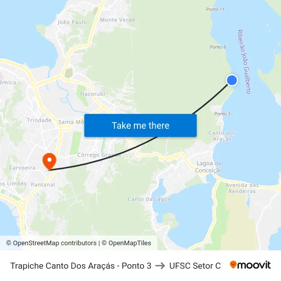 Trapiche Canto Dos Araçás - Ponto 3 to UFSC Setor C map