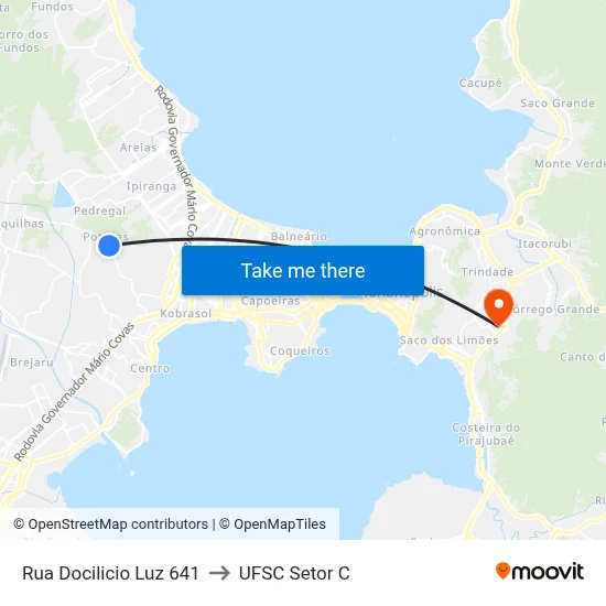 Rua Docilicio Luz 641 to UFSC Setor C map