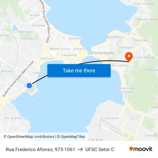 Rua Frederico Afonso, 973-1061 to UFSC Setor C map