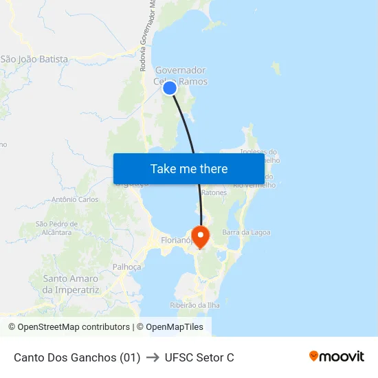 Canto Dos Ganchos (01) to UFSC Setor C map