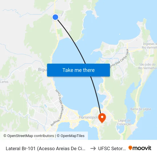 Lateral Br-101 (Acesso Areias De Cima) to UFSC Setor C map