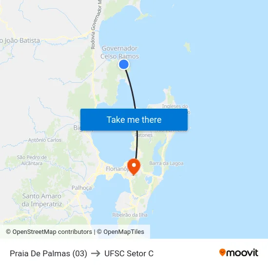 Praia De Palmas (03) to UFSC Setor C map