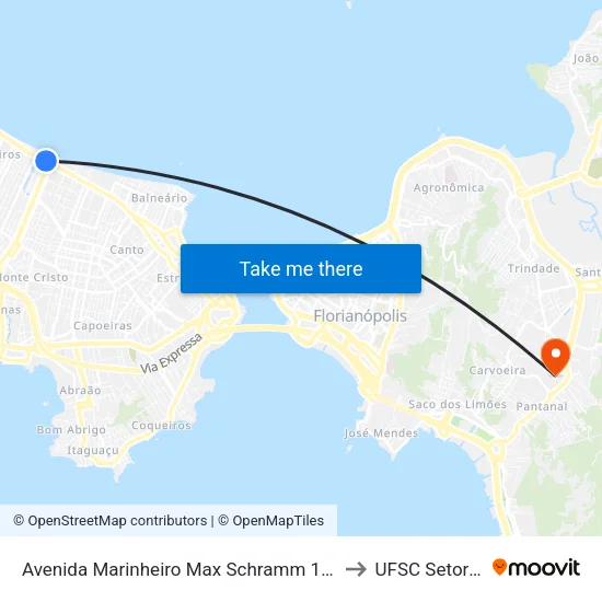 Avenida Marinheiro Max Schramm 113 to UFSC Setor C map