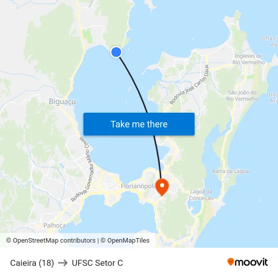 Caieira (18) to UFSC Setor C map