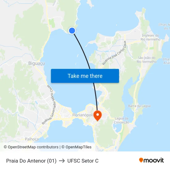Praia Do Antenor (01) to UFSC Setor C map