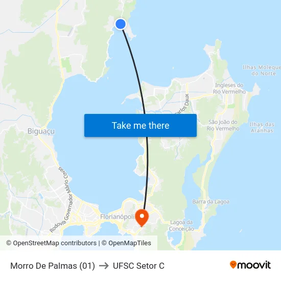 Morro De Palmas (01) to UFSC Setor C map