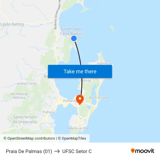 Praia De Palmas (01) to UFSC Setor C map