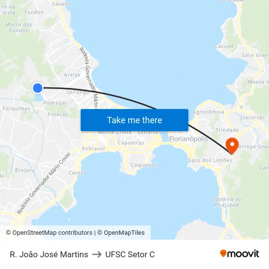 R. João José Martins to UFSC Setor C map