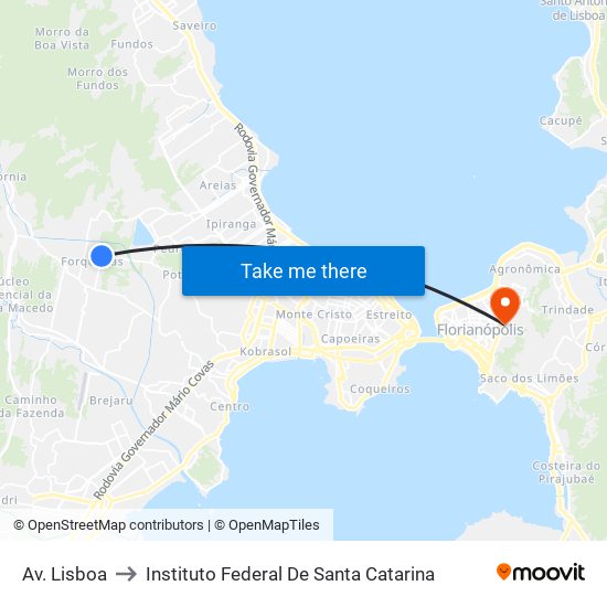 Av. Lisboa to Instituto Federal De Santa Catarina map
