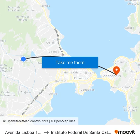 Avenida Lisboa 1243 to Instituto Federal De Santa Catarina map