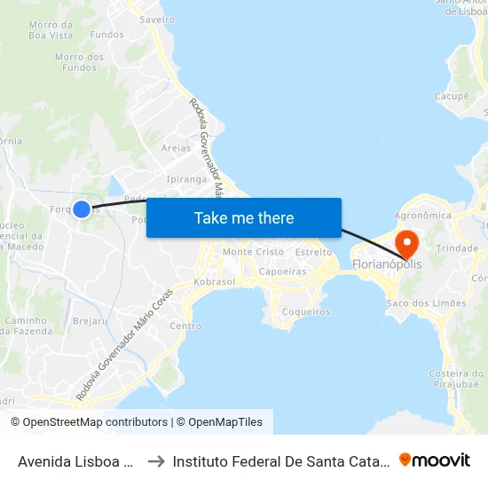 Avenida Lisboa 573 to Instituto Federal De Santa Catarina map