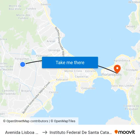 Avenida Lisboa 121 to Instituto Federal De Santa Catarina map