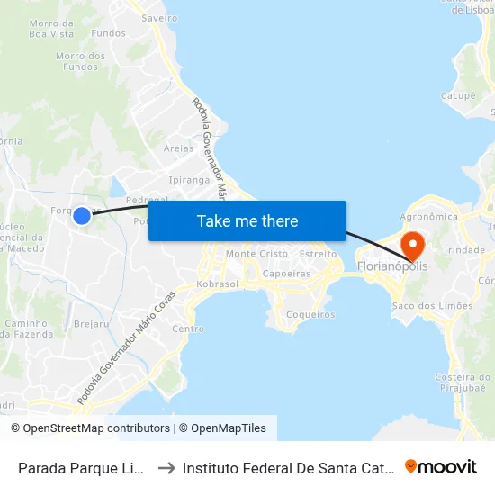 Parada Parque Linear to Instituto Federal De Santa Catarina map