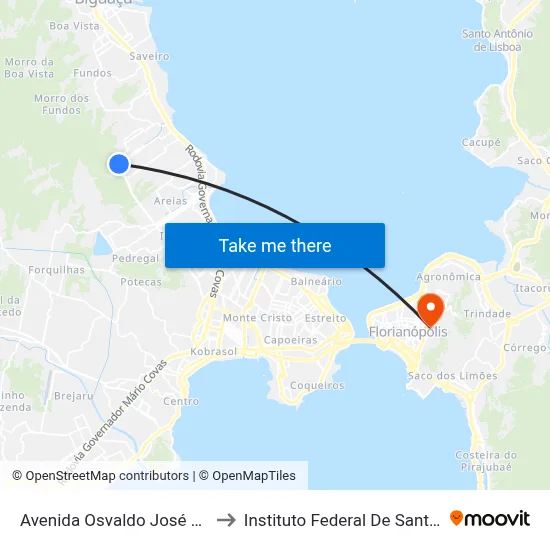 Avenida Osvaldo José Do Amaral to Instituto Federal De Santa Catarina map