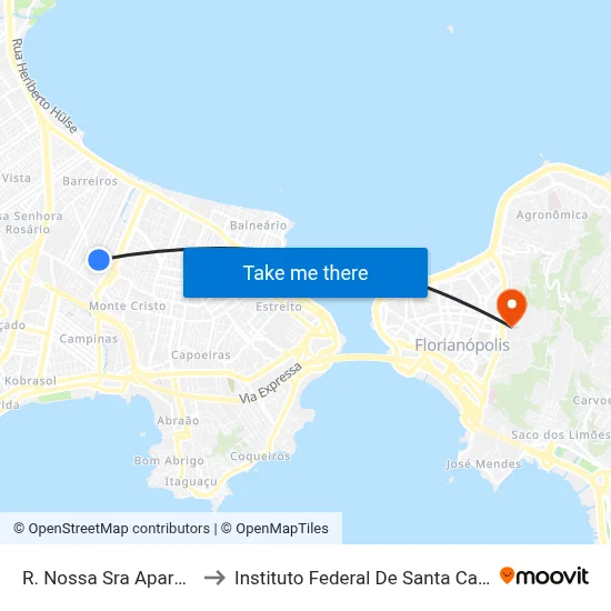 R. Nossa Sra Aparecida to Instituto Federal De Santa Catarina map