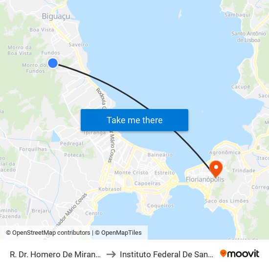 R. Dr. Homero De Miranda Gomes to Instituto Federal De Santa Catarina map