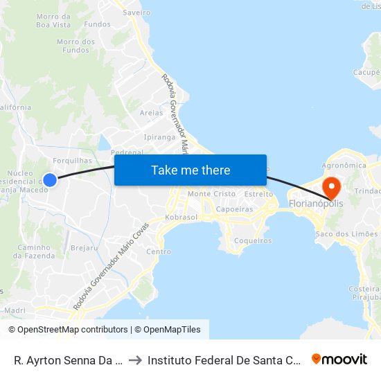 R. Ayrton Senna Da Silva to Instituto Federal De Santa Catarina map